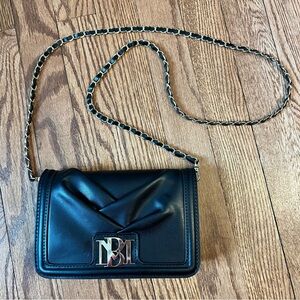 Badgley Mischka Pleated Crossbody Bag - Black and Gold